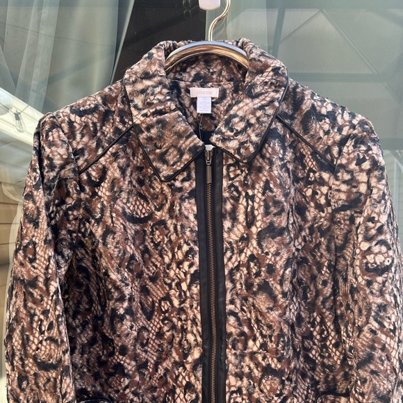 ⚫️ NEW CHICOS QUEEN OF ELEGANCE ANIMAL PRINT FUR MARGARET JACKET retails $249 - Picture 8 of 16